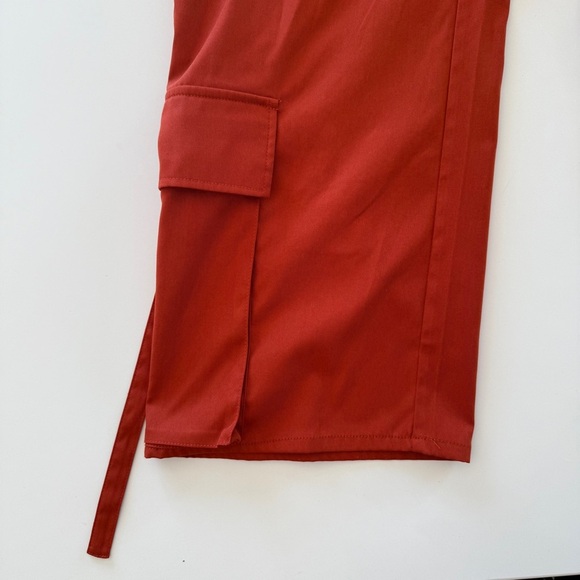 PRETTYLITTLETHING-PLT-Shape-Rust-Cargo/Pocket-Wide Leg-Joggers-Size 2 - Picture 10 of 14